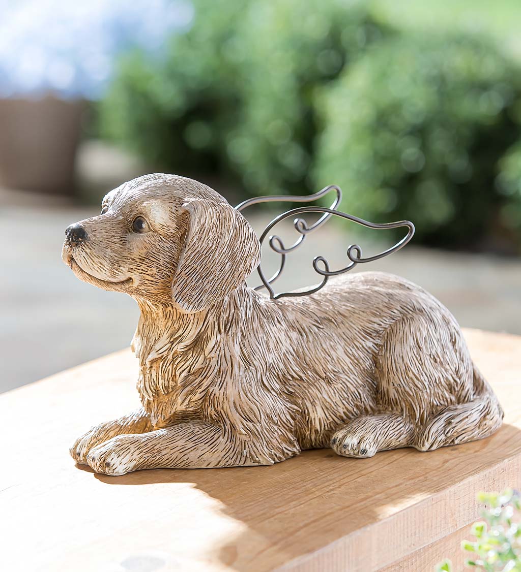 Dog with Metal Wings Garden Statue