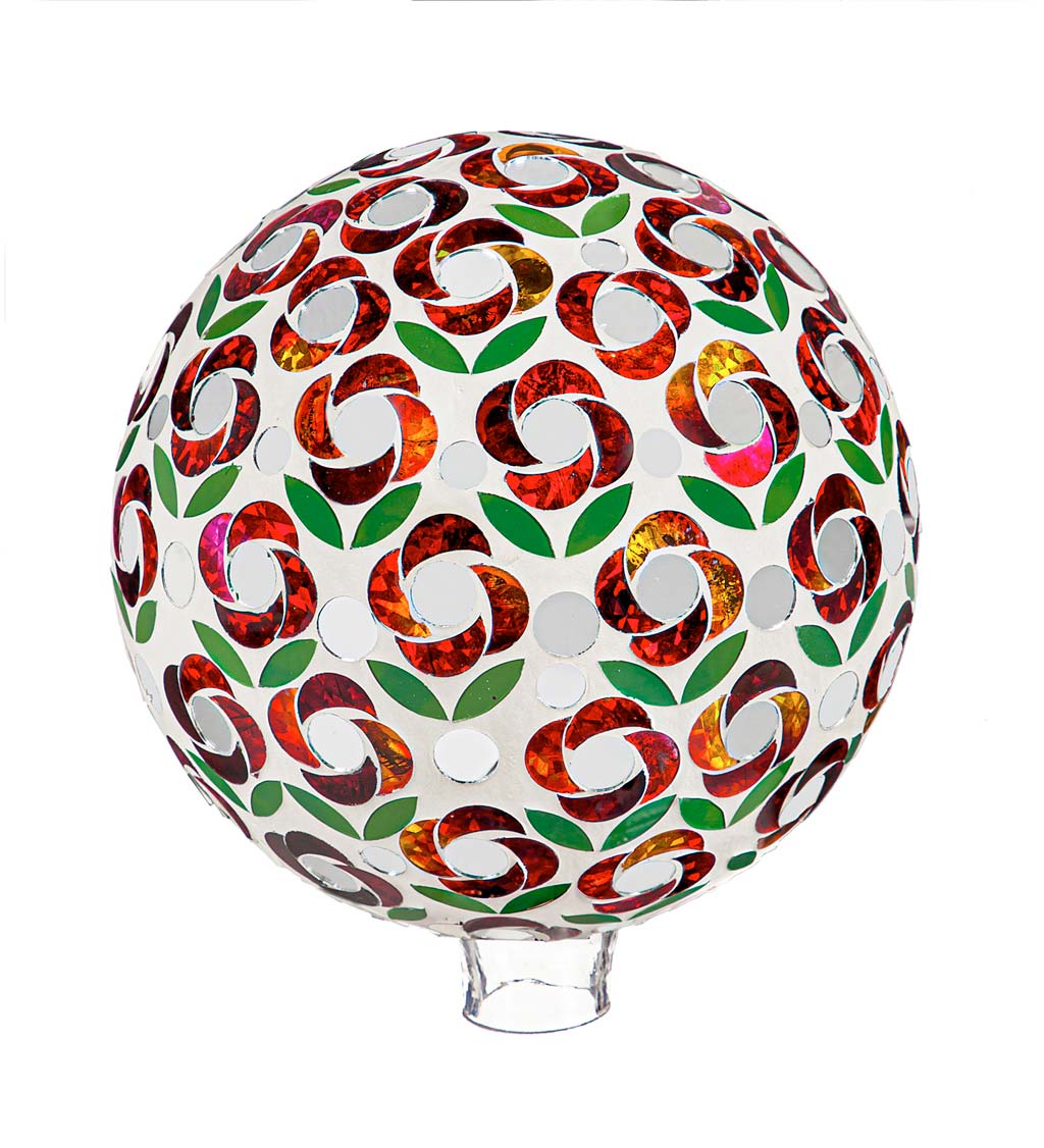Poinsettia Mosaic Glass Gazing Ball