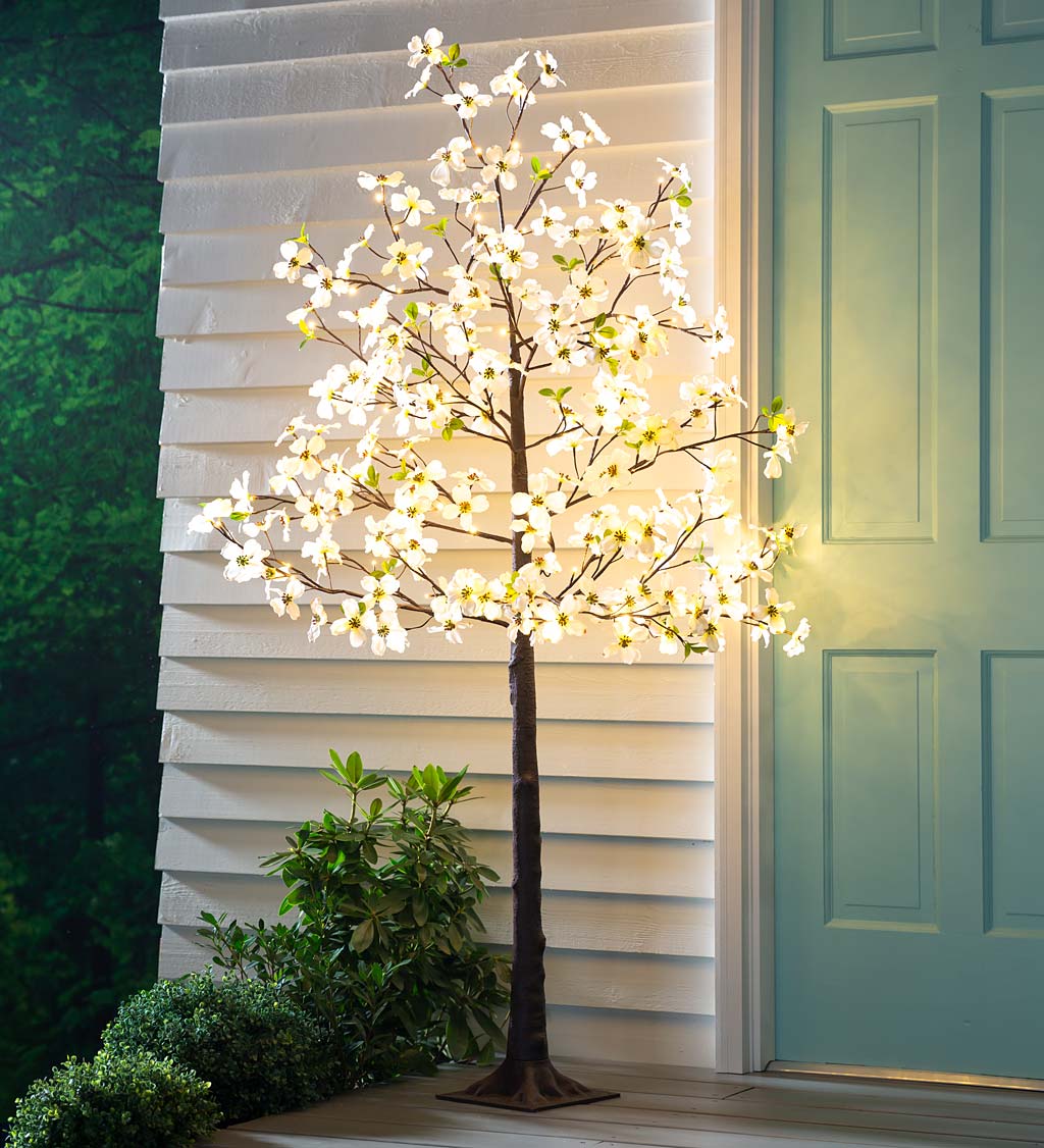 Indoor/Outdoor Electric Lighted Faux Dogwood Trees
