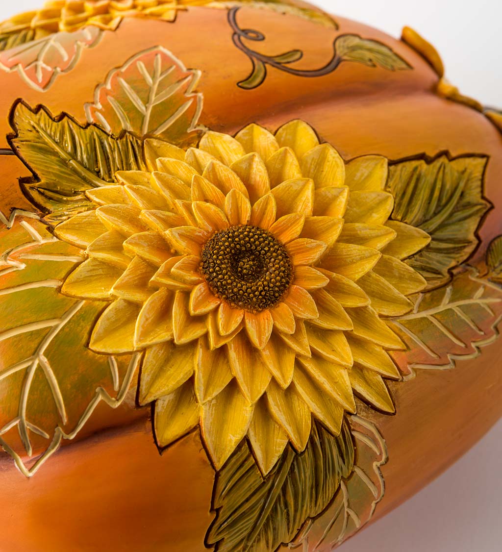 Carved Pumpkins with Sunflowers, Set of 2