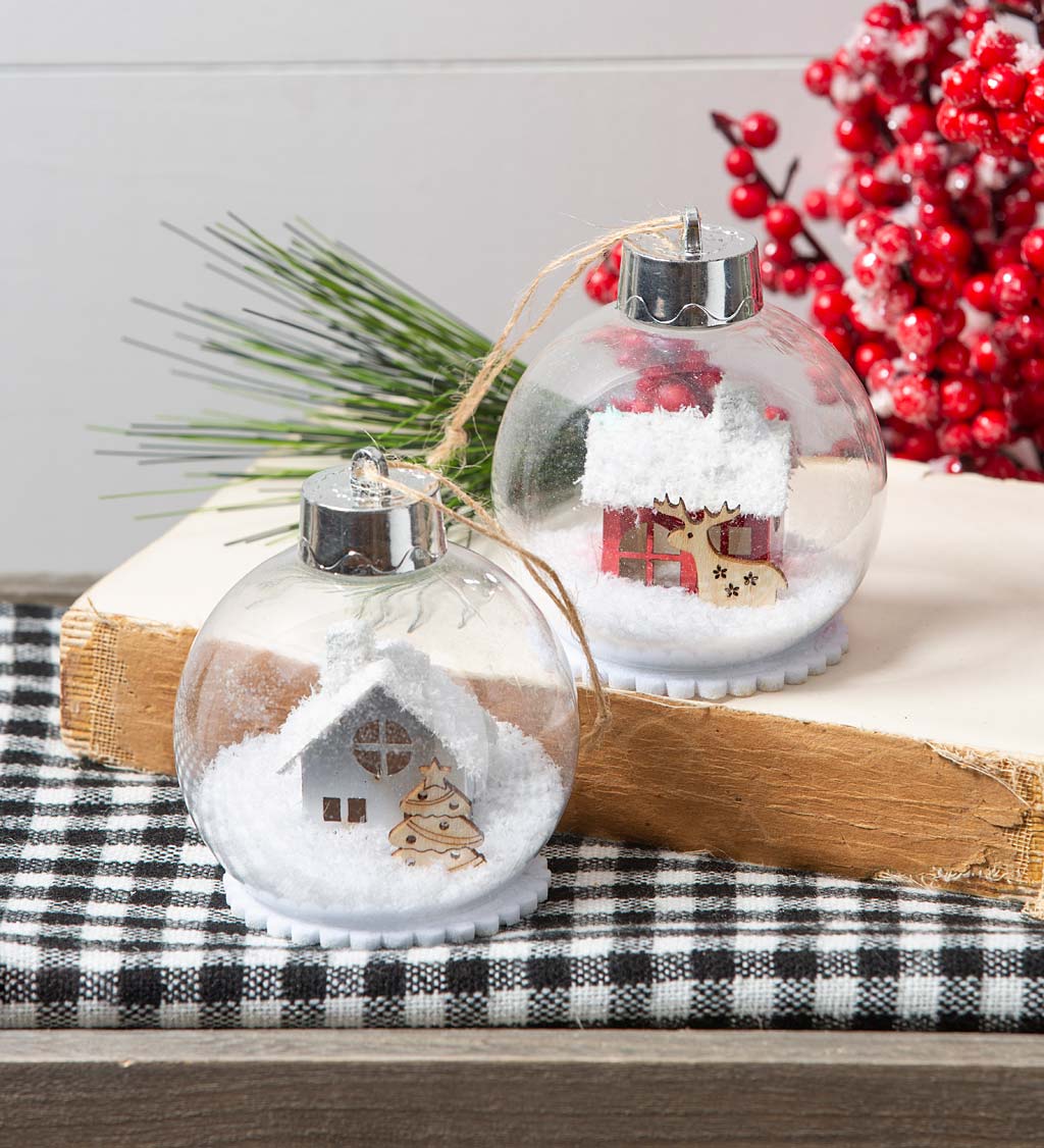 House in the Snow Ornaments, Set of 2
