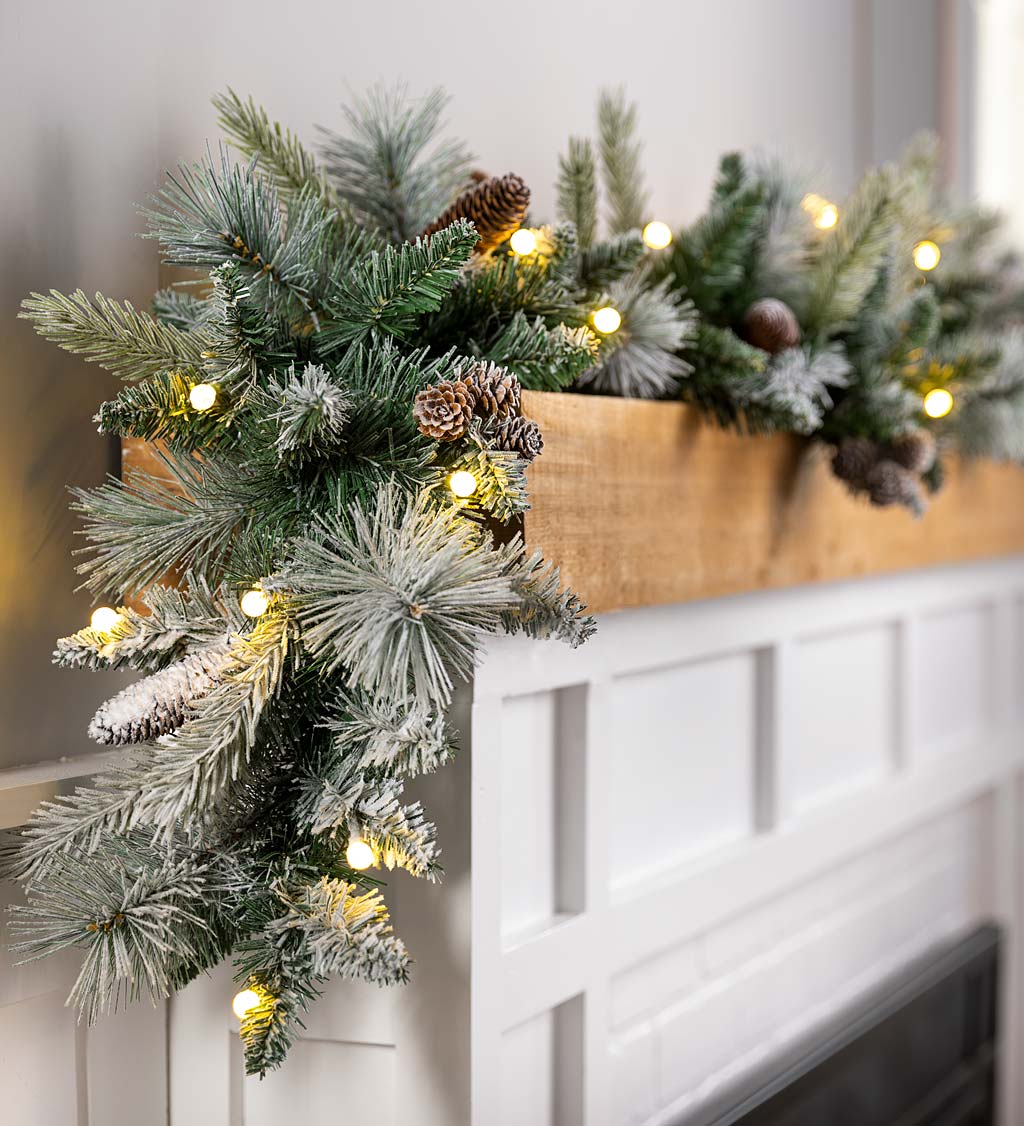 Winter Frost Holiday Garland with White And Multicolor Lights