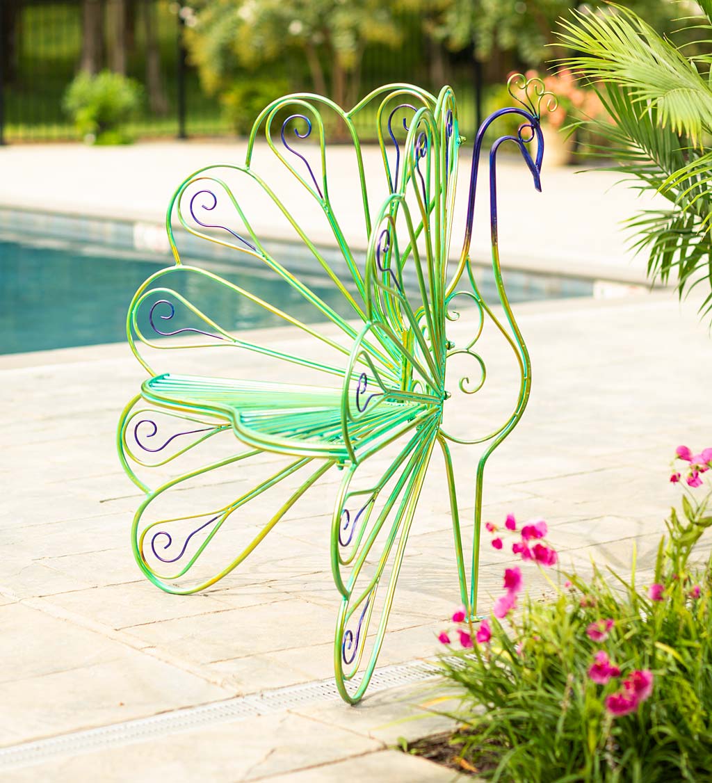 Multicolor Metal Peacock Garden Chair