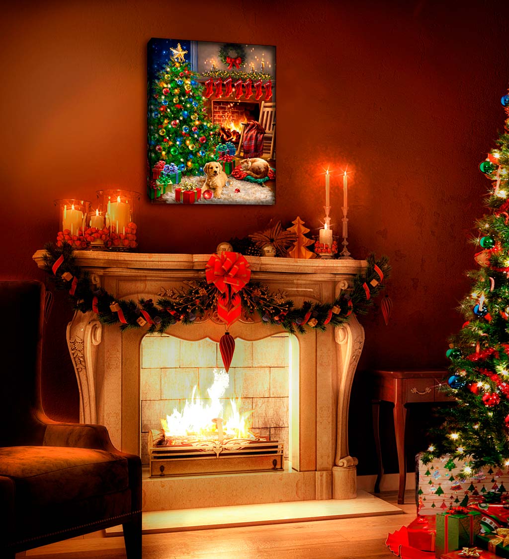 Personalized Illuminated Cozy Christmas Wall Art Canvas