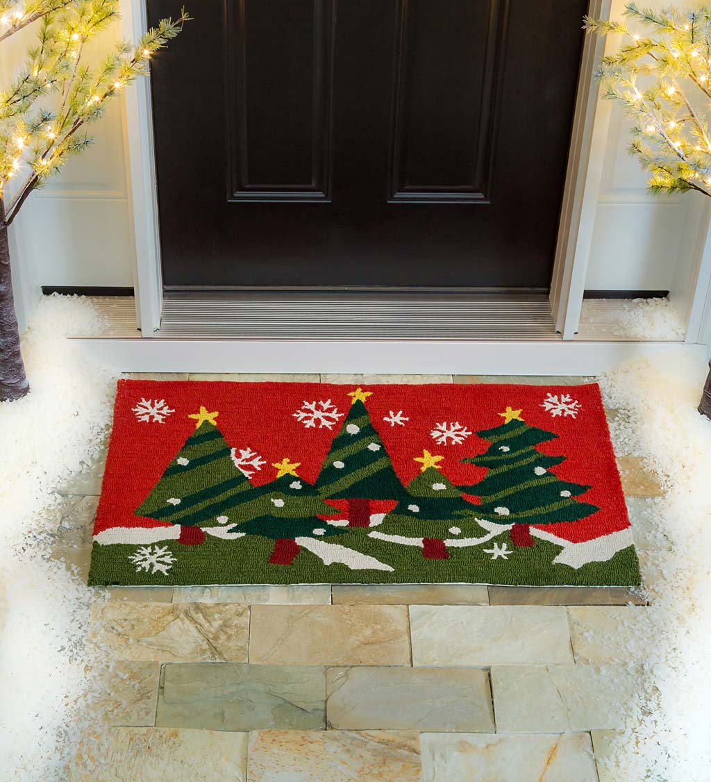 Christmas Trees Holiday Hooked Accent Rug