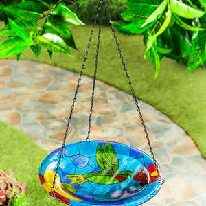 Glass Hanging Hummingbird Birdbath