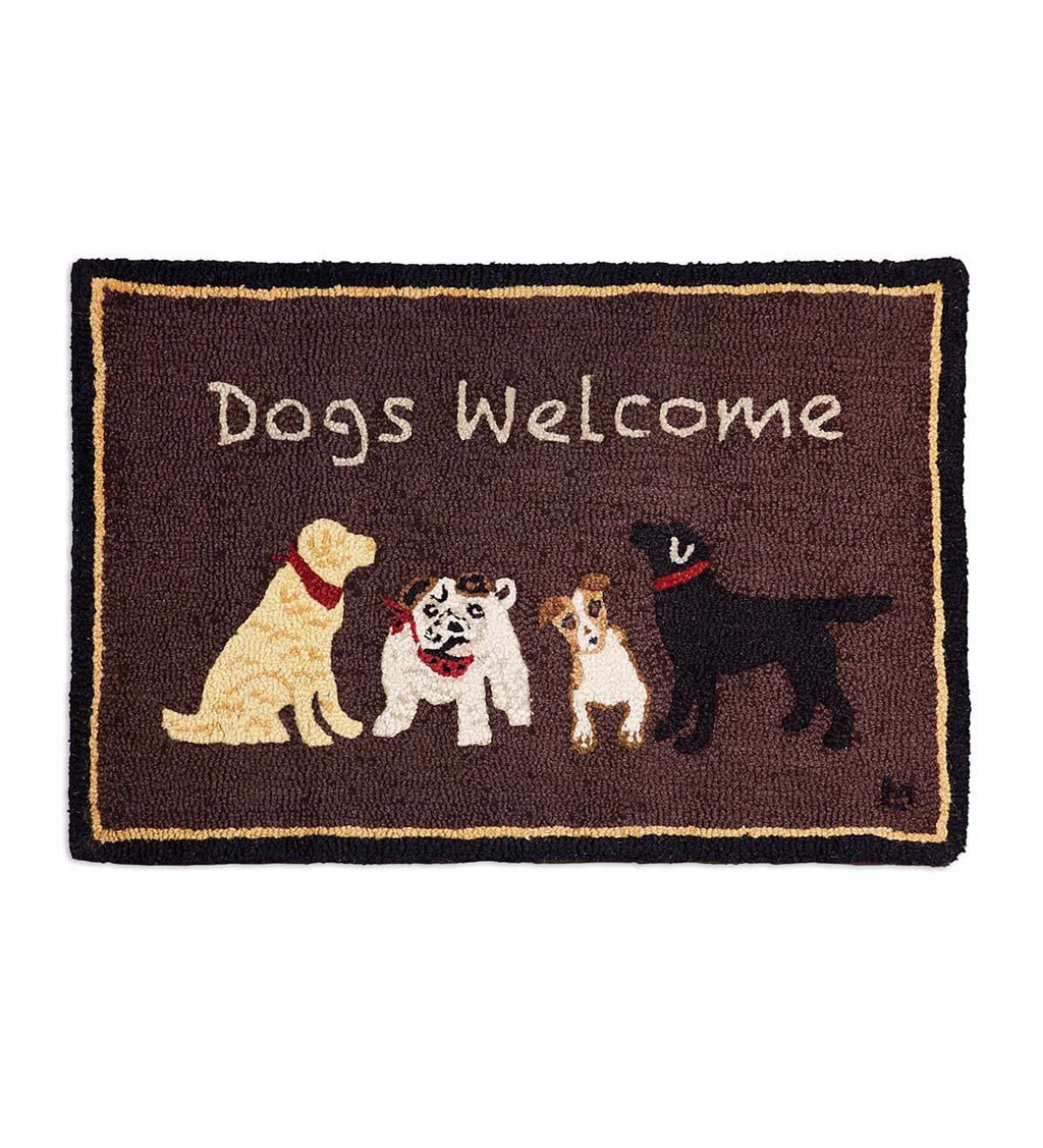 Dogs Welcome Hand-Hooked Wool Accent Rug, 24" x 36"