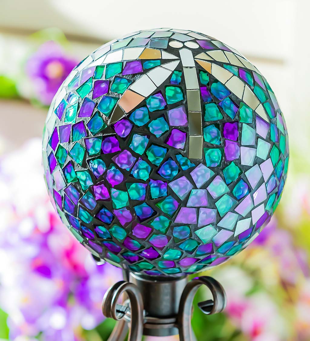 Dragonfly Mosaic Glass Gazing Ball