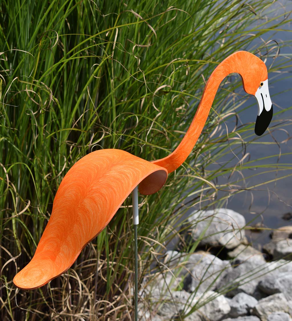 Orange Purple Dancing Flamingo Sculpture