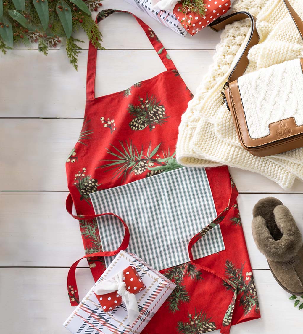 Holiday Peaceful Pine Cotton Apron