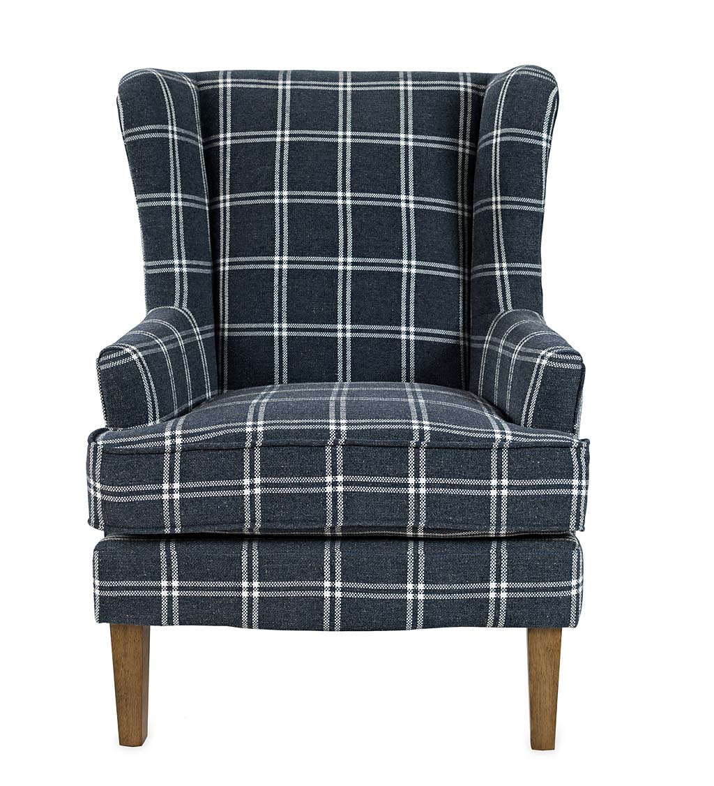 Plaid Upholstered Wingback Accent Chair swatch image