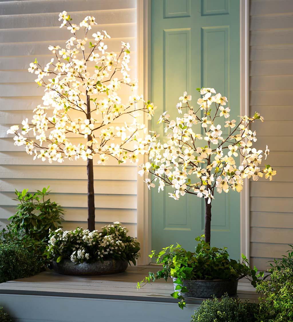 Indoor/Outdoor Electric Lighted Faux Dogwood Tree, 4' Tall