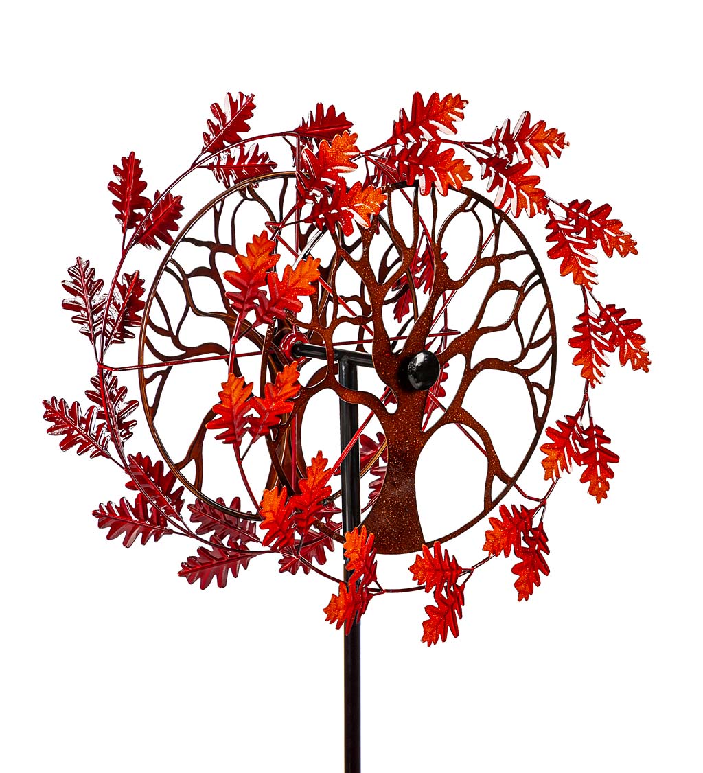 Oak Leaves Tree of Life Metal Wind Spinner