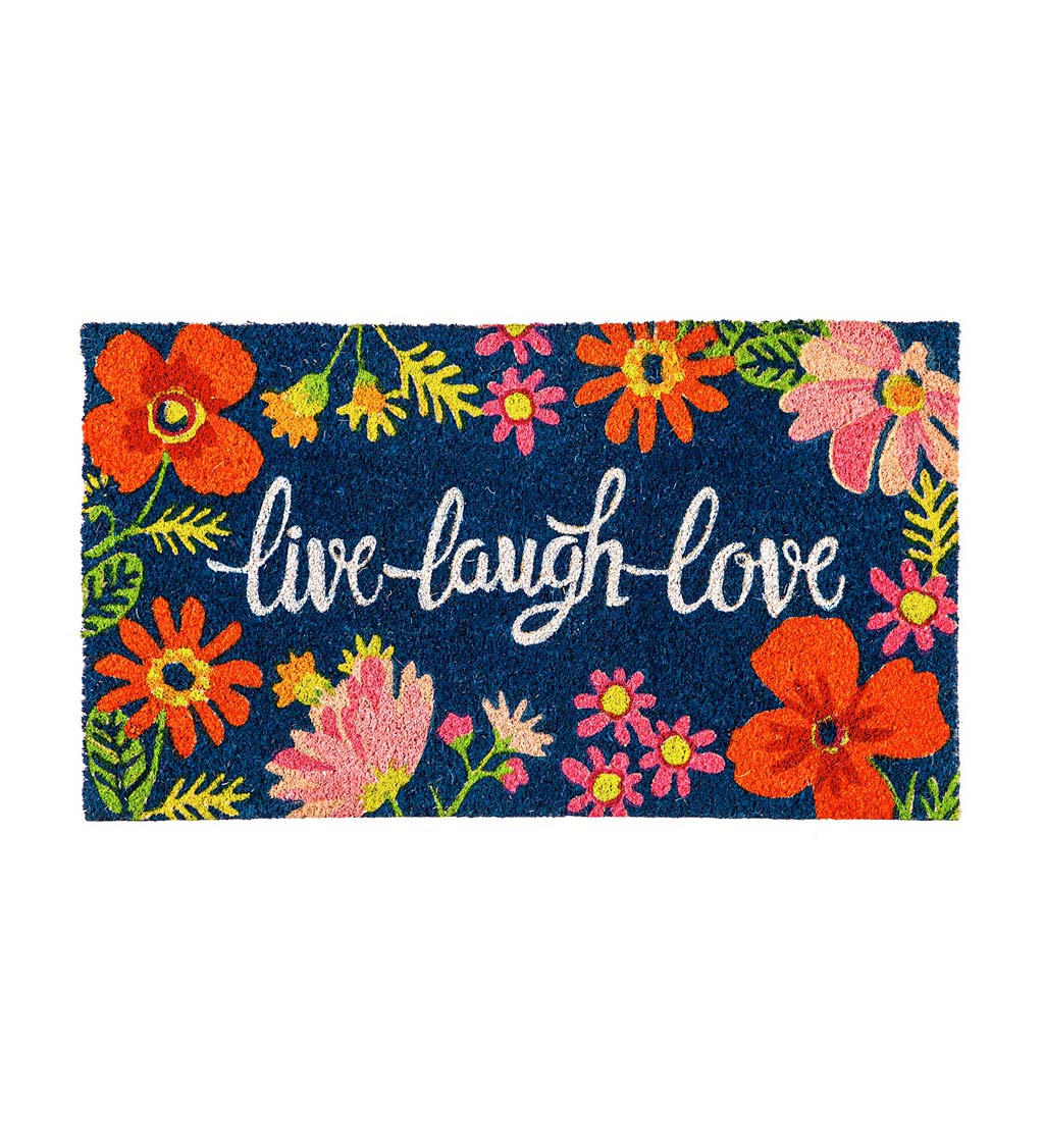 Live Laugh Love Floral Coir Mat