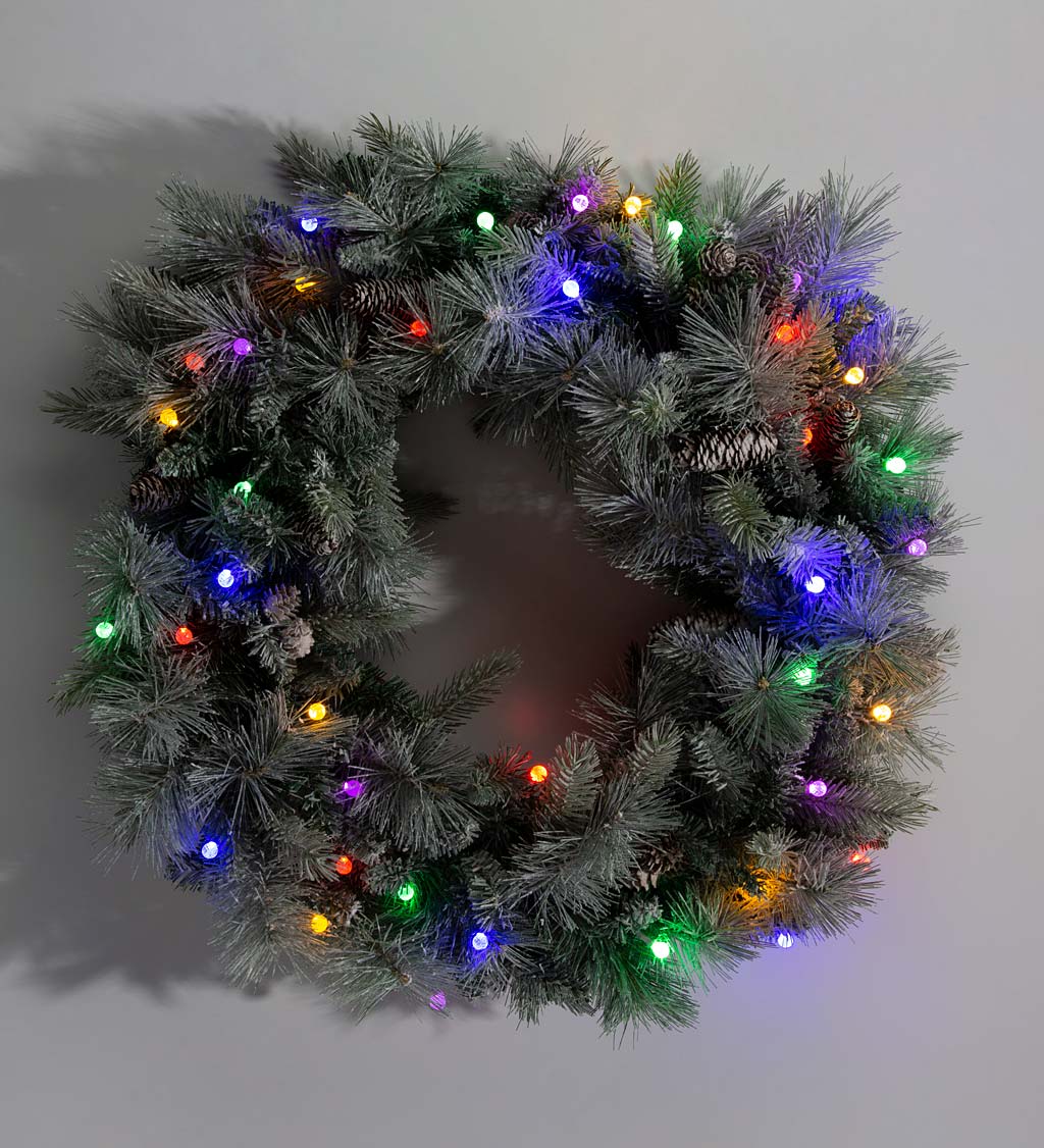 Winter Frost Lighted Holiday Wreath, 24"