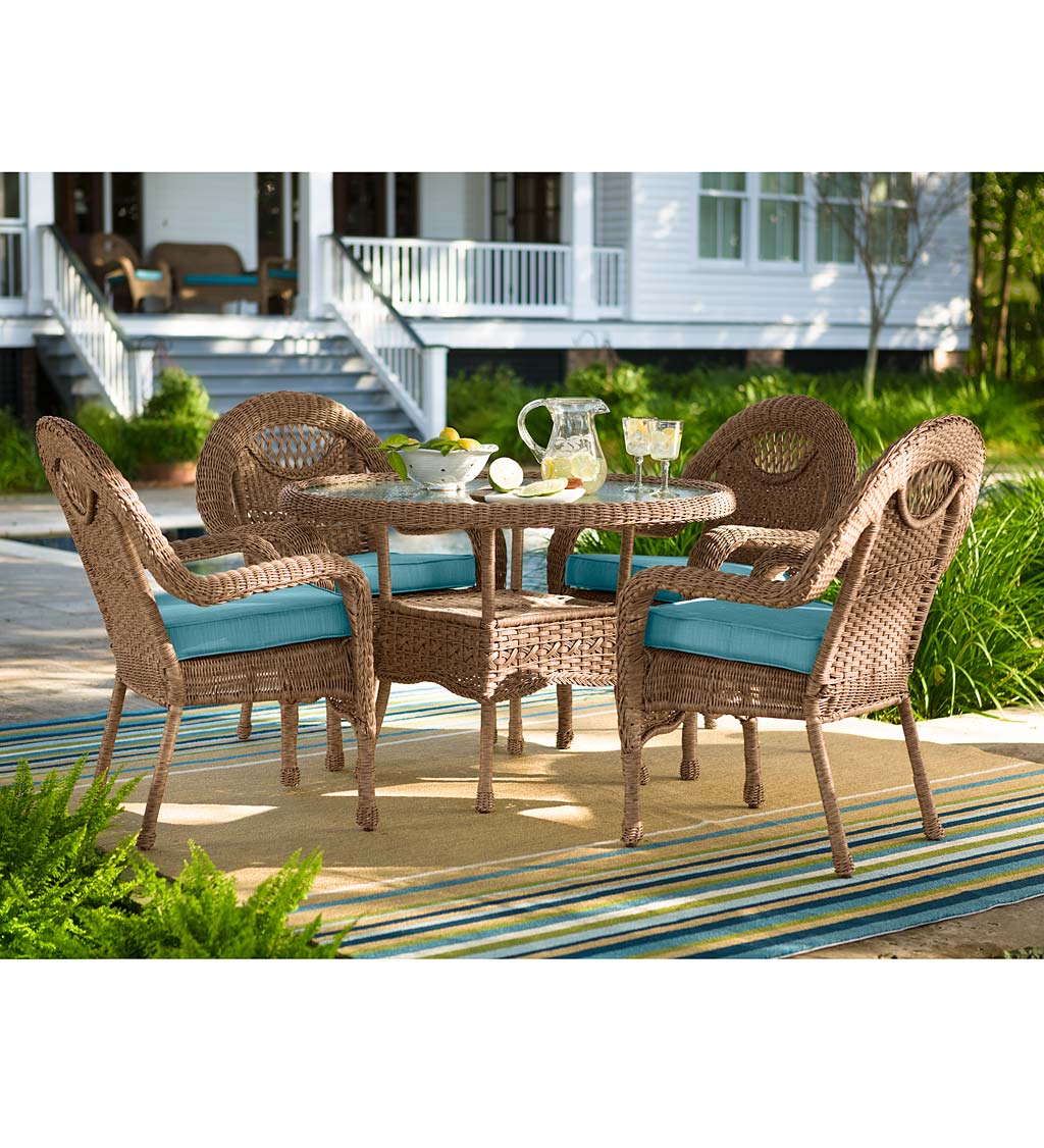 Prospect Hill Wicker Round Dining Table and 4 Chairs Set swatch image