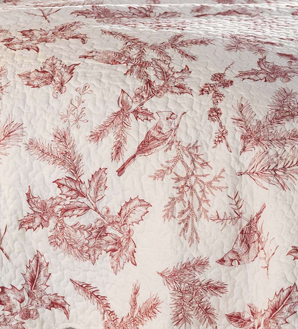 Winter Toile Cotton Quilted Throw