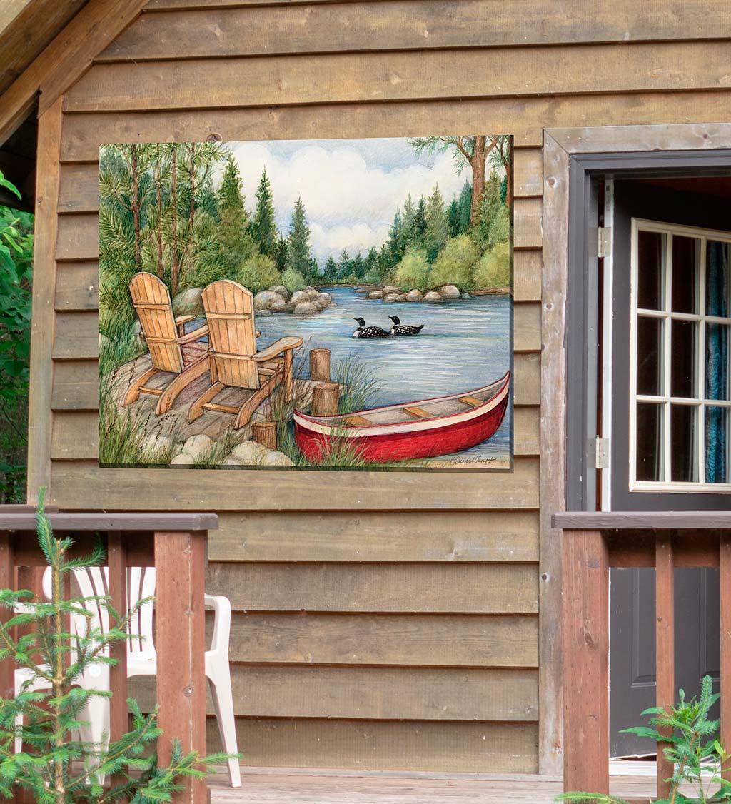 Red Canoe Indoor/Outdoor Canvas Wall Art
