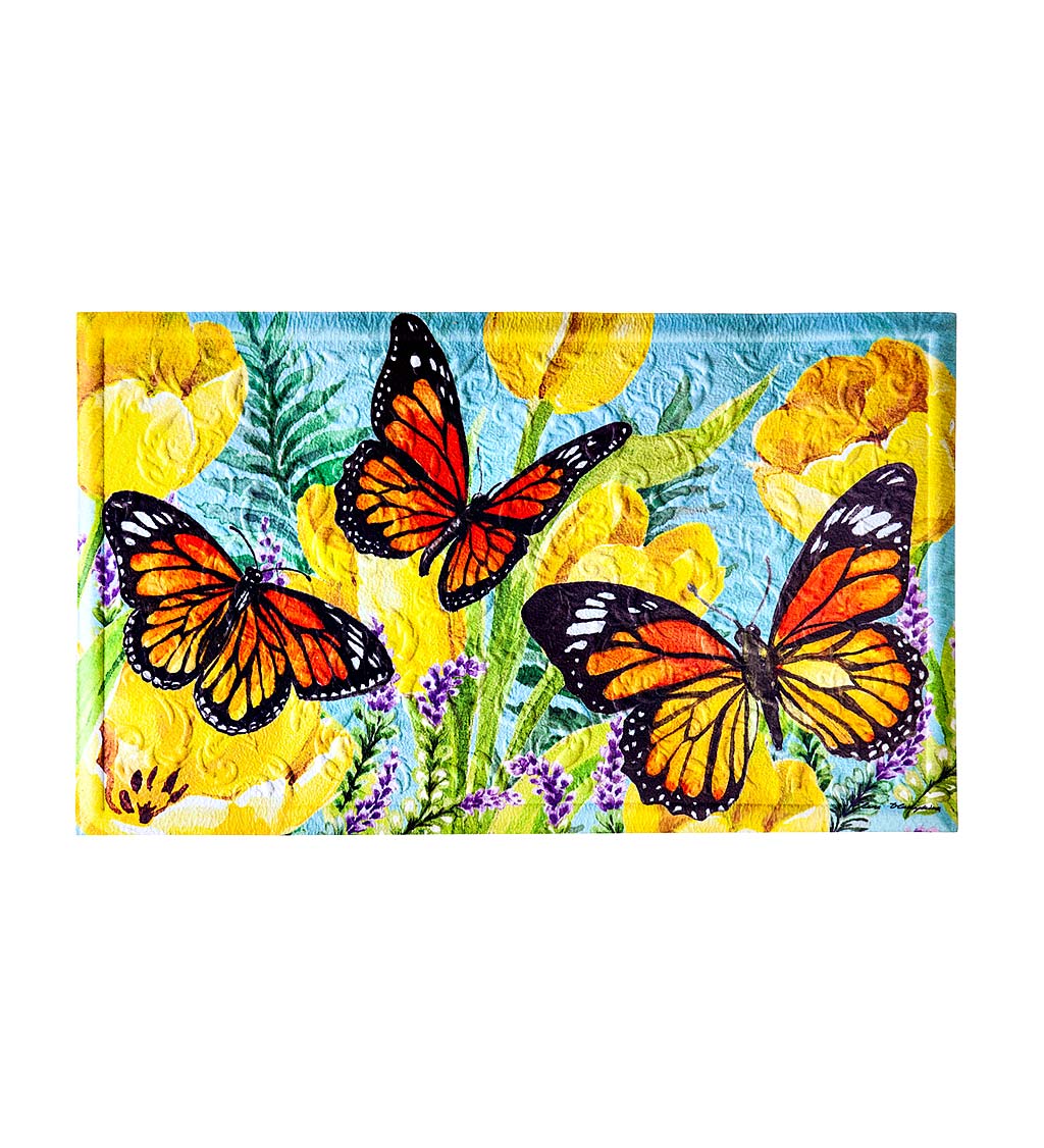 Tulip and Butterfly Embossed Floor Mat
