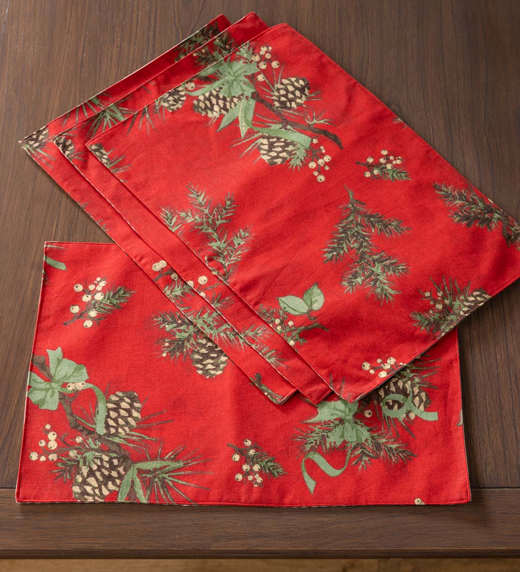 Reversible Holiday Peaceful Pine Cotton Placemat