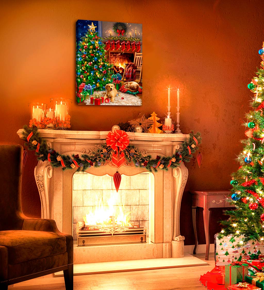 Personalized Illuminated Cozy Christmas Wall Art Canvas