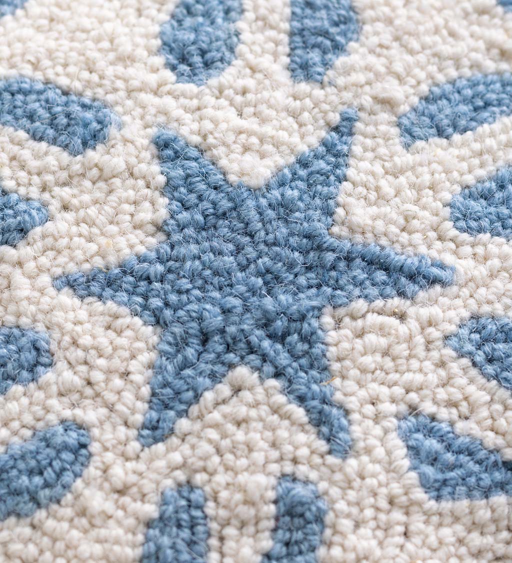 Falling Snowflakes Hand-Hooked Wool Throw Pillow