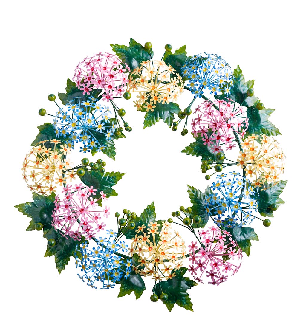 Handmade Metal Floral Wreath in Spring Pastel Colors