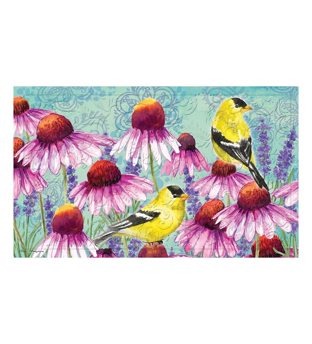 Flowers and Finches Embossed Doormat