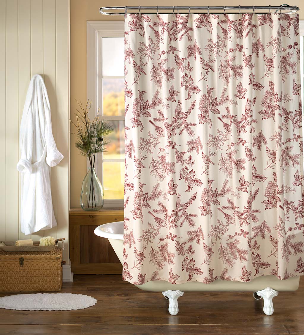 Winter Toile Cotton Shower Curtain