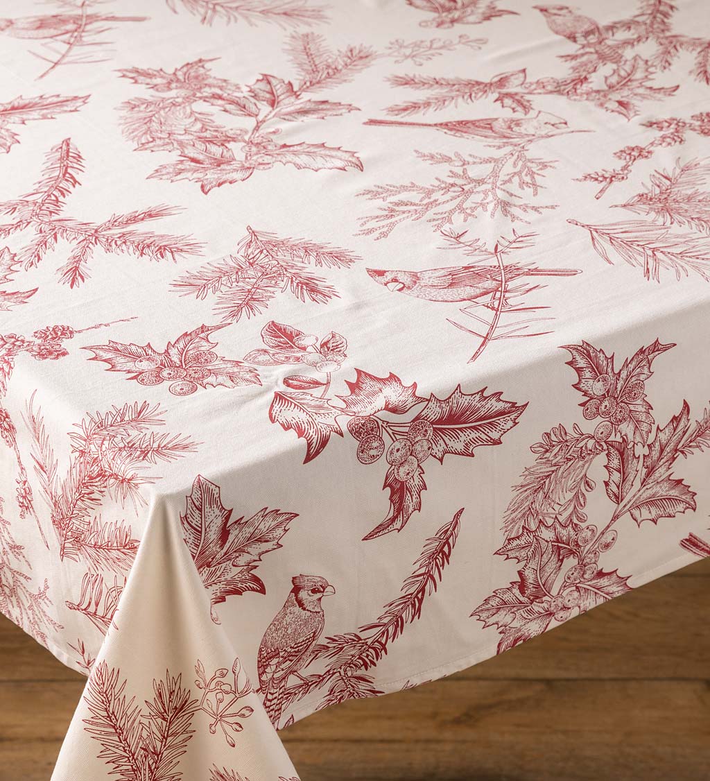 60" Winter Toile Cotton Tablecloth