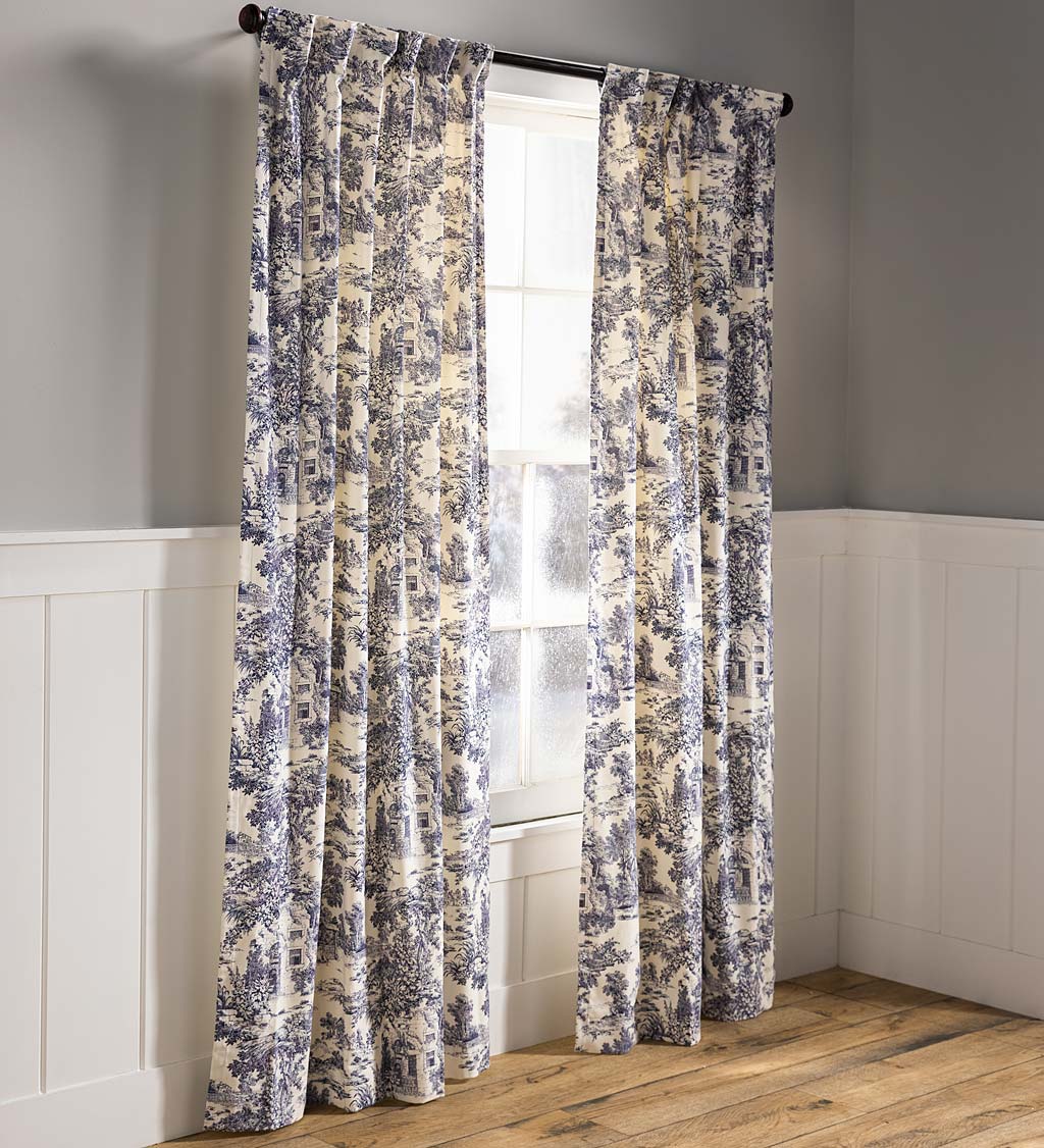 Toile blue and white curtains 