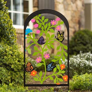 Colorful Metal Butterfly Garden Trellis