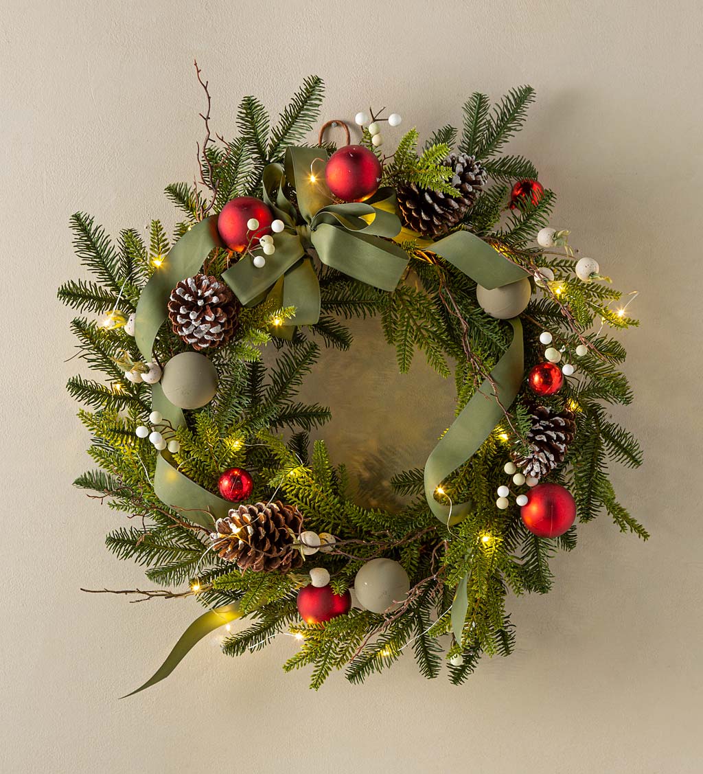 Peaceful Pine Lighted Holiday Wreath