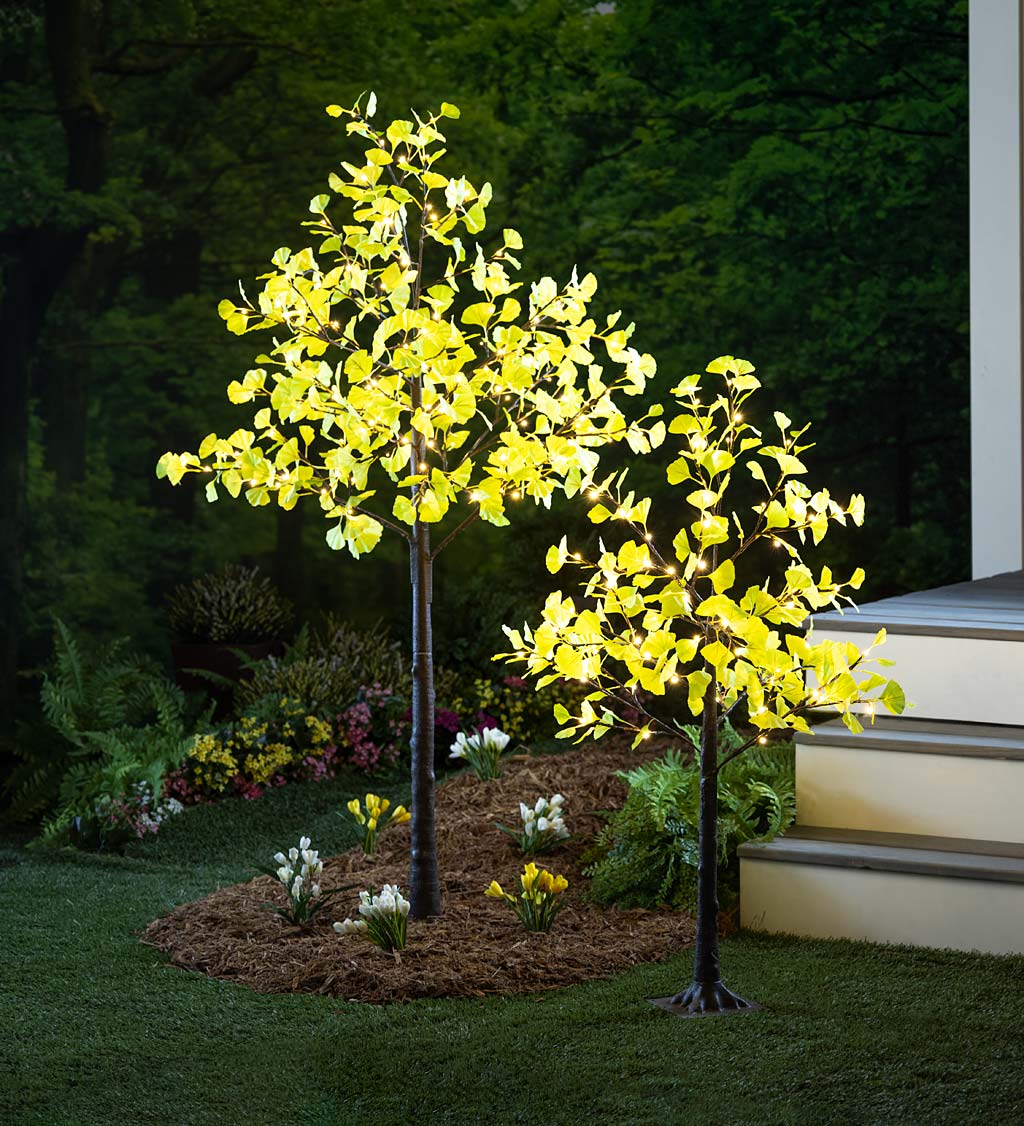 6'H Indoor/Outdoor Electric Lighted Green Ginkgo Tree