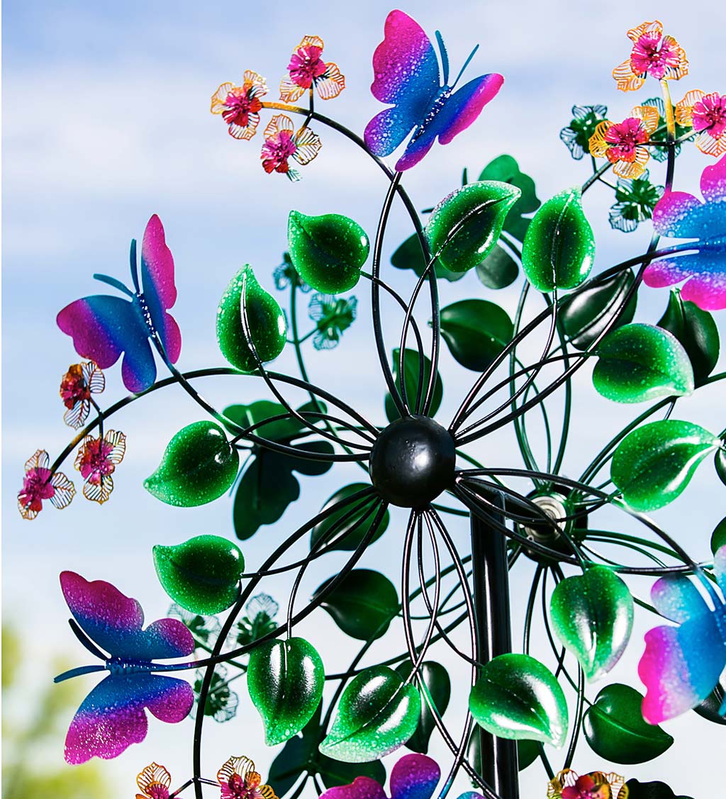 Butterfly and Flowers Metal Wind Spinner