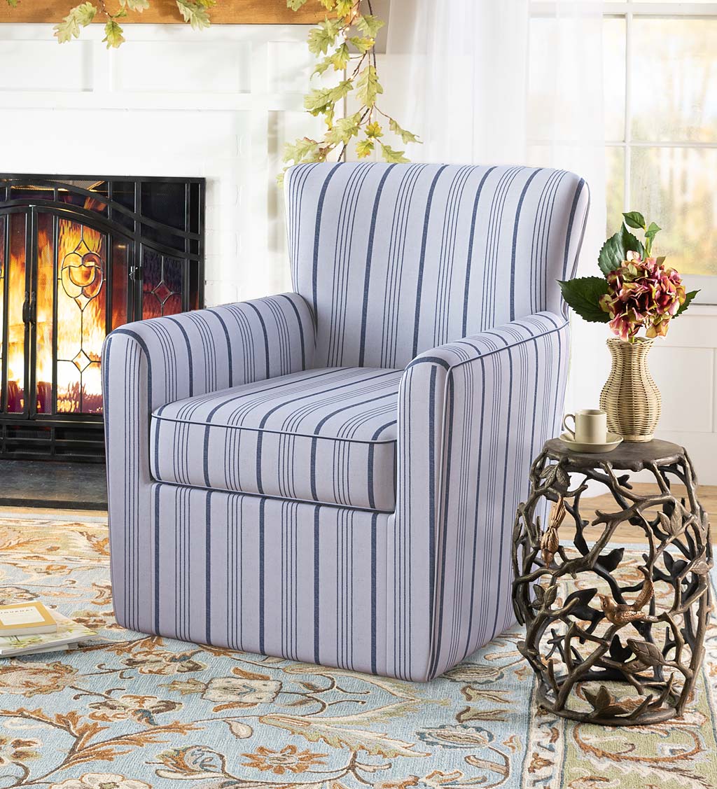 Brunson Upholstered Swivel Accent Chair - Blue Stripe