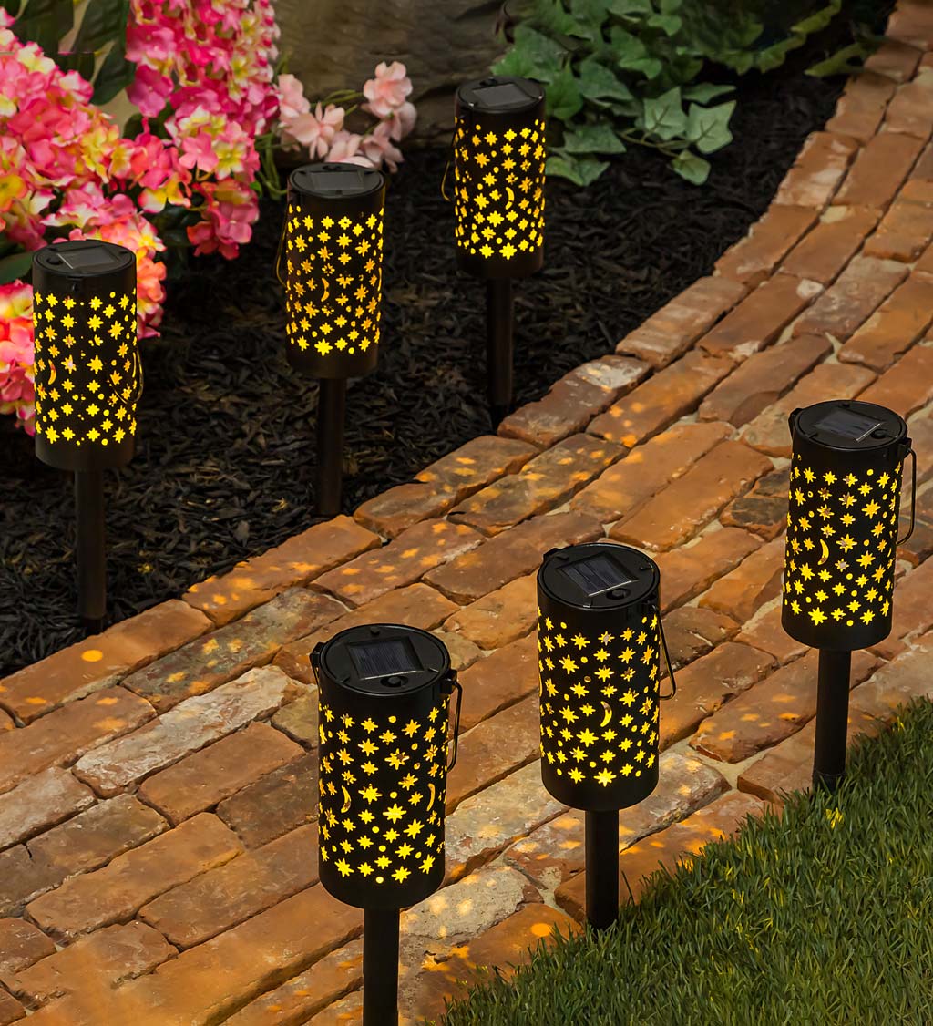 Celestial Solar LED Path Lights with Shadow, Set of 6