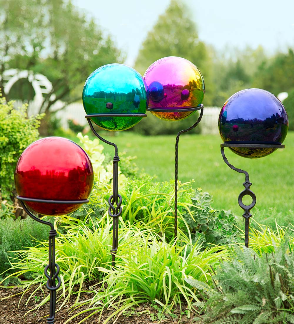 Stainless Steel Gazing Balls and Iron Display Stands