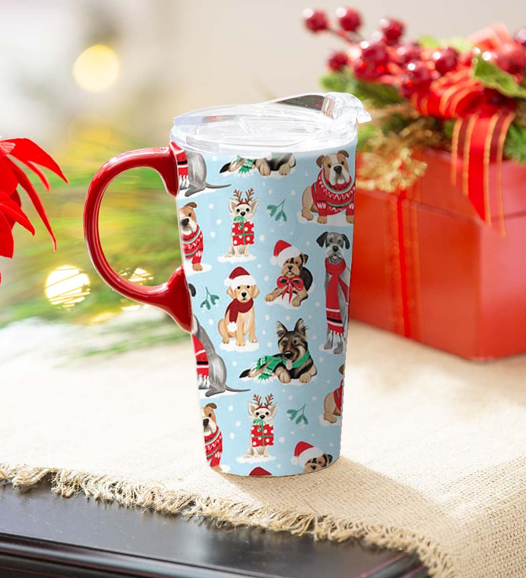Happy Howlidays 17 oz. Ceramic Travel Cup With Gift Box