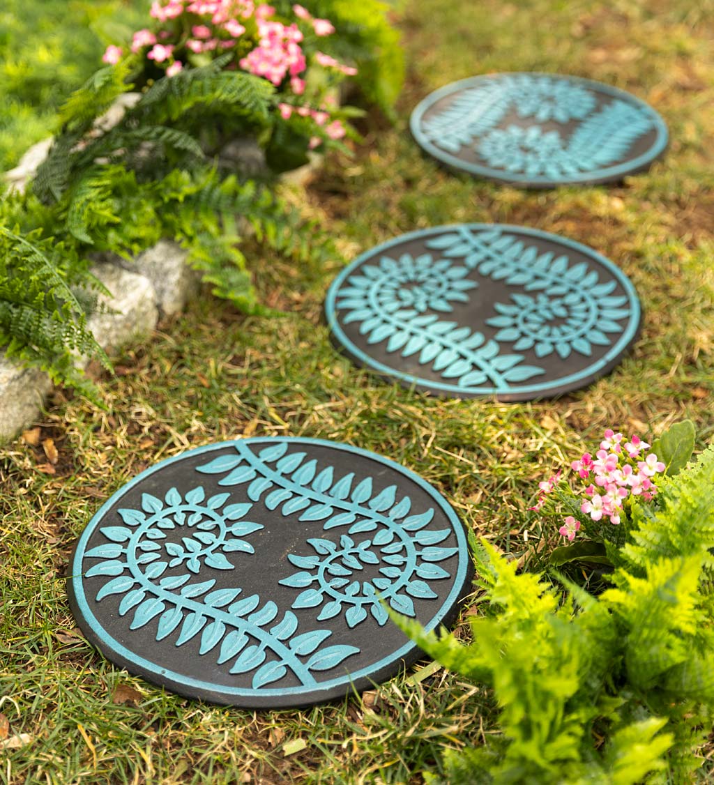 Fern Rubber Stepping Stones, Set of 3