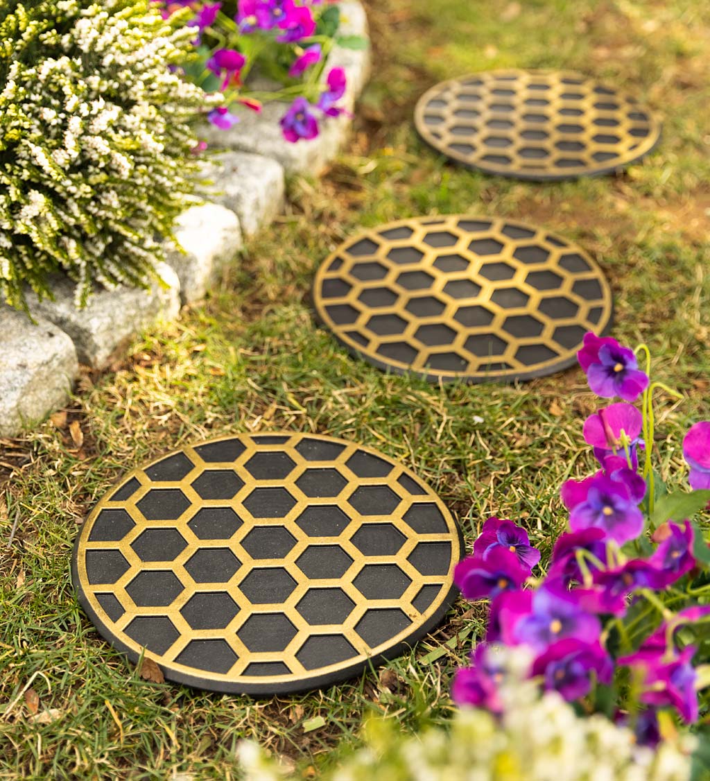 Honeycomb Rubber Stepping Stones, Set of 3