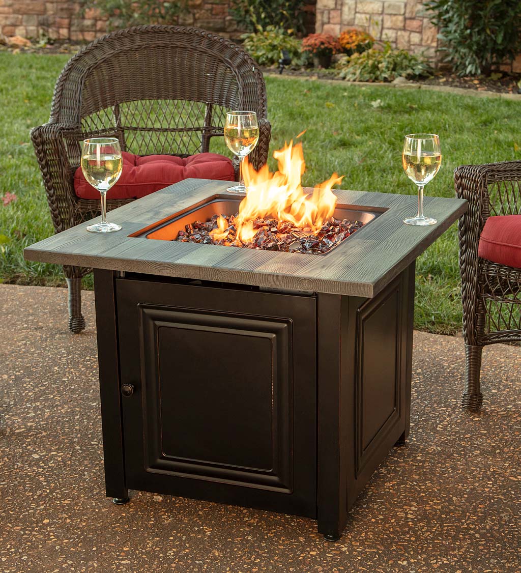 Aberdeen Outdoor LP Gas Fire Pit with Printed Resin Mantel, 30"