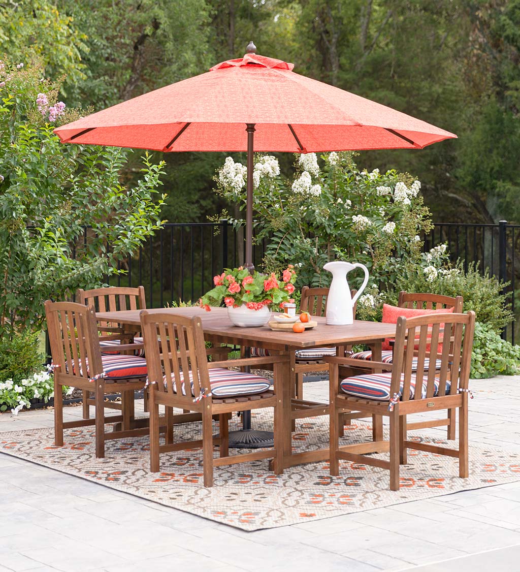 Lancaster Outdoor Furniture Collection, Eucalyptus Wood Extension Table and 6 Chairs