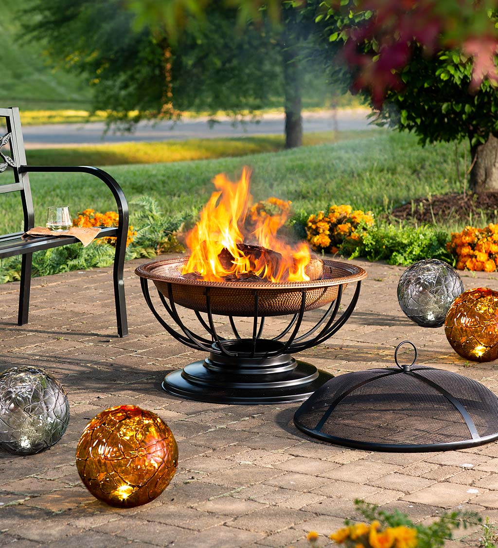 Hammered Copper Fire Pit With Lid Converts To Table