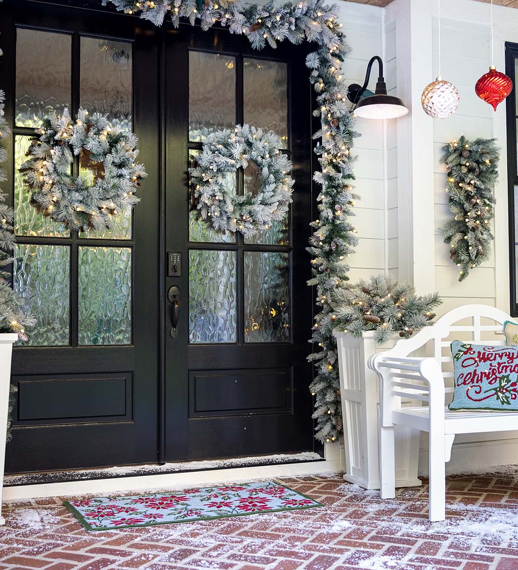 Winter Frost Holiday Garland with White And Multicolor Lights