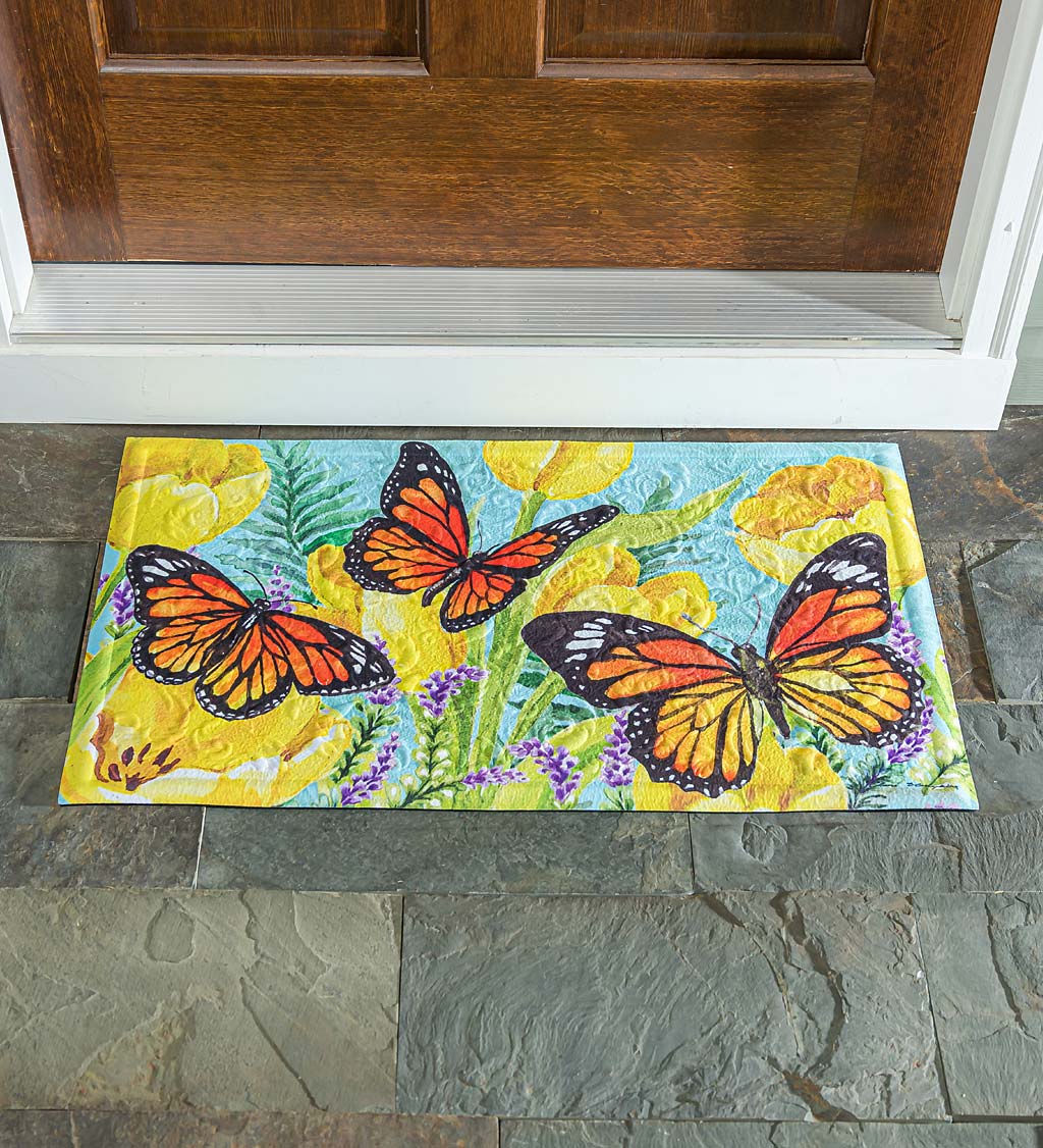 Tulip and Butterfly Embossed Floor Mat