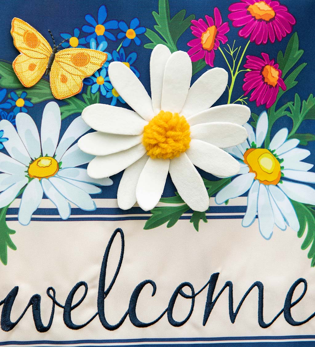 Welcome Daisies and Butterflies Everlasting Impressions Textile Decor