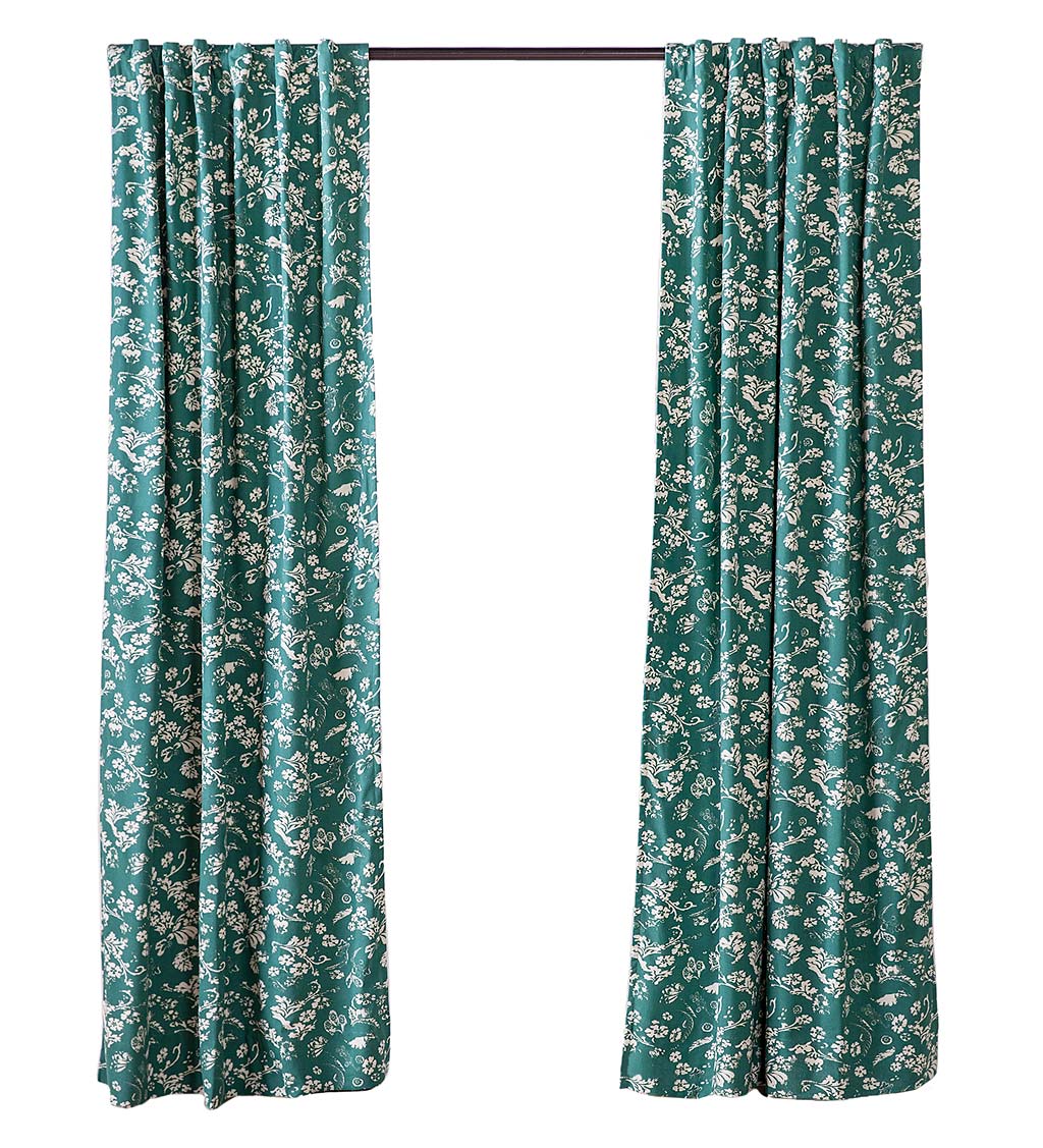 Floral Damask Rod-Pocket Homespun Insulated Curtain Panel, 42"W x 96"L swatch image