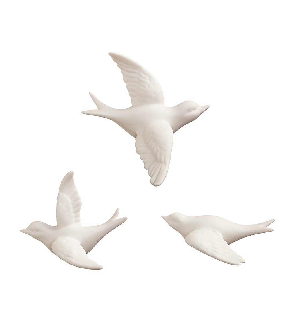 Ceramic Birds In Flight Wall Décor, Set of 3