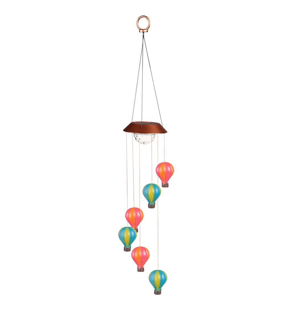 Hot Air Balloon Color Changing Solar Mobile with Spinning Light Refractor swatch image